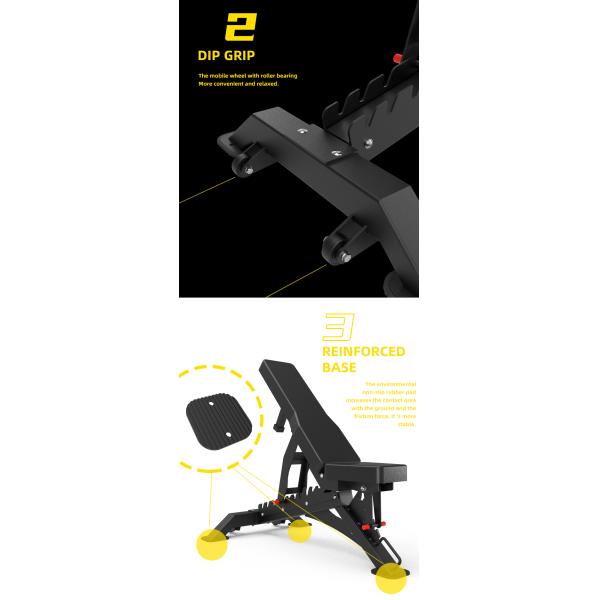 Multi Function Adjustable Gym Bench Set Metal Construction for Home and Commercial