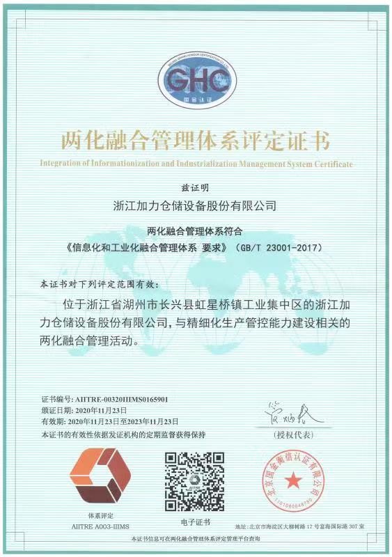 Zhejiang Jialift Warehouse Equipment Co., Ltd. Сертификации