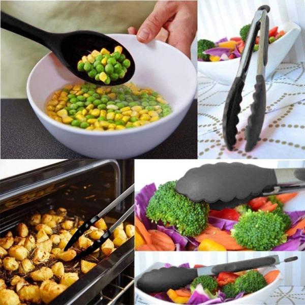 Stainless Steel Silicone Kitchen Utensils Resist Stains And Odor Easy To Cleaning