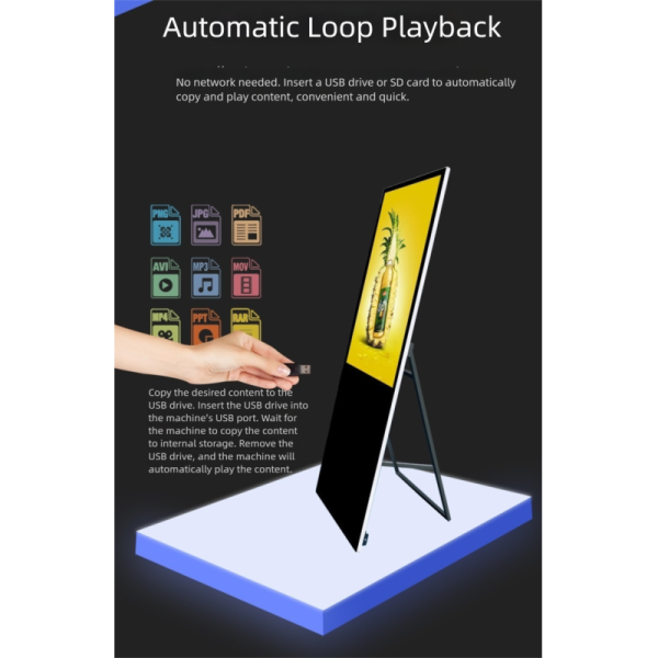 50 Inch Portable Indoor Digital Signage Screen High Contrast All Weather Operation