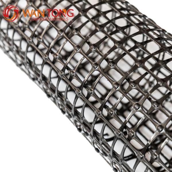 Alta resistência à tração HDPE PP Plástico Biaxial Geogrid Negro para estabilização de rodovias