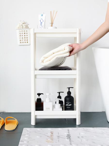 H70.5cm Plastic Organizer Shelf With Basket Plastic Shelving For Bathroom