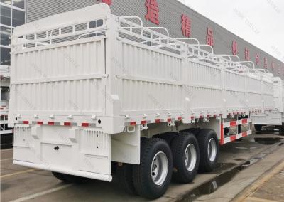 Heavy Duty 3 Axle 60 Ton Cargo Truck Fence Stake Transport Trailers Side Wall Semi Trailer