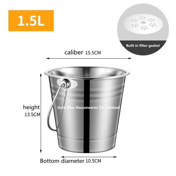 1.5L New design stainless steel beer bucket cooler metal water pail champagne ice wine buckets