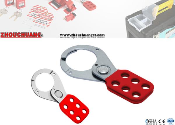 Red Safety Lock Out  Six Holes Vinyl Coated 1 Inch / 1.5 Inch Lock Shackle