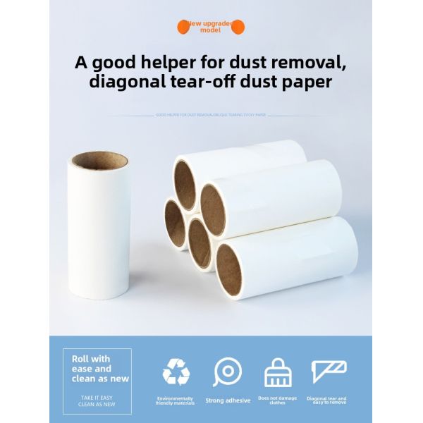 High Adhesion Clothes & Pet Hair Remover Solid Stock Magic Sticky Paper Brush Tealable Lint Roller Paper Core