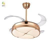 Lames acryliques 36W de la lumière 4 de fan de plafond d'or en métal de LED 42 pouces