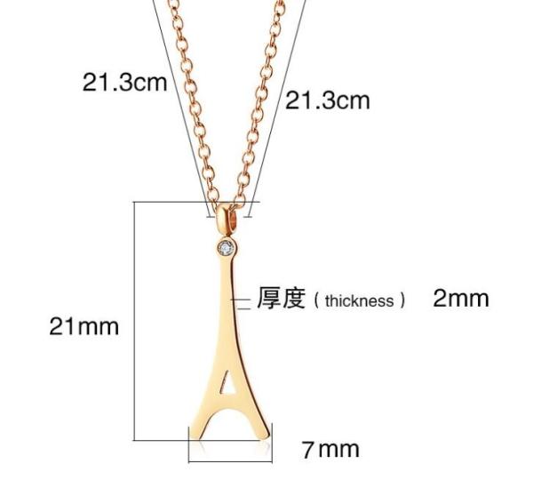 Eiffel Tower Pendant Stainless Steel Necklace 18K Gold Plating Fashion Jewelry Necklace