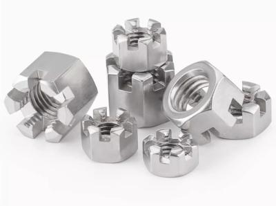 M12 M18 Stainless Steel SUS304 SUS316 Hex Thin Slotted Nut Castle Nut A2 A4 DIN937