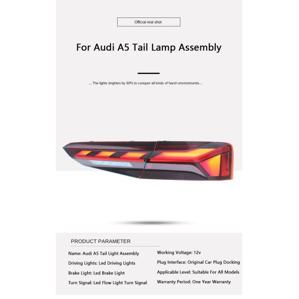 Demillon Rear Turn Taillights 2017-2020 for Audi A5 Taillight Assembly Modified with New LED Driving Lights