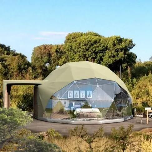 luxo branco à vista impermeável acampamento hotel safari tenda de cúpula para resort