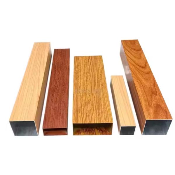 Decorative Anodized Aluminum Tube Outdoor Aluminium Square Pipe Wood Grain Rectangular Aluminum Section Fence Panel Profile