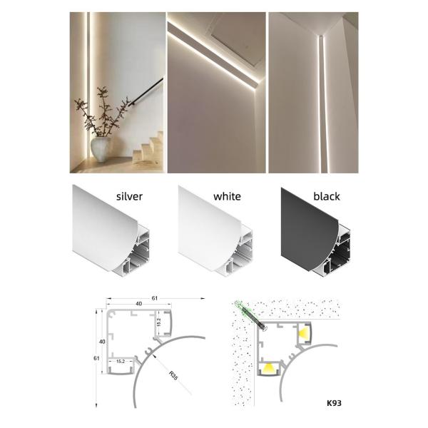 IP20 Rated 6063 T5 Alloy Aluminum LED Corner Aluminium Profile for Surface Mounted LED Strip Light Channel