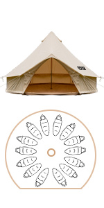 Outdoor Camping Retro Tent, Luxury Glamping Tent Waterproof Canvas Tents for Family Camping Outdoor Hunting Party