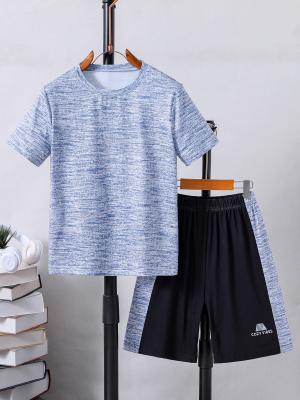 Cartoon Cotton Toddler Casual Wear Set Unisex Class B Short Sleeve Summer