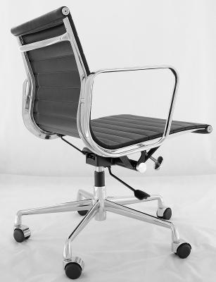 Aluminium Alloy Black Genuine Leather Swivel Lift Executive Office Chair