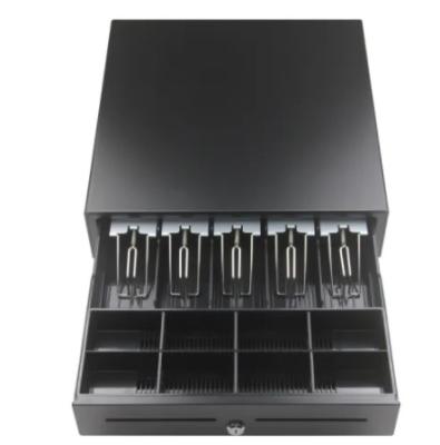 Black Square POS Cash Drawer With 5 Bills And 5 Coins / Rj11 Interface