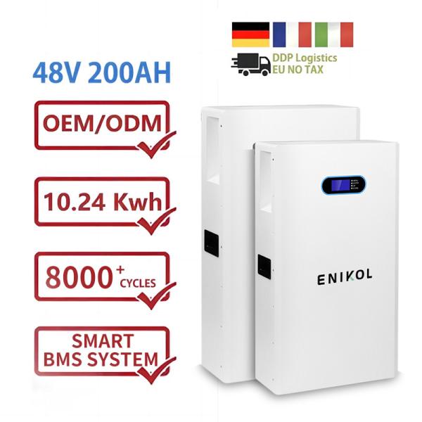 Doméstico 48V Bateria LiFePo4 montada na parede 200ah 100ah Bateria solar de lítio 10kwh