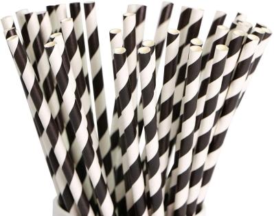 Eco Friendly 8.25 Inches Graduation Black Striped Disposable Paper Straws