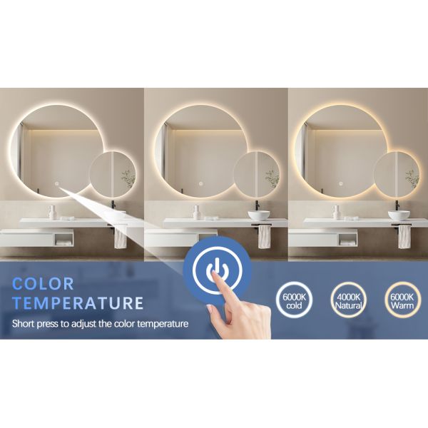 Twin Circle Illuminated LED Backlight Bathroom Mirror IP44 For Hotel Villa Project