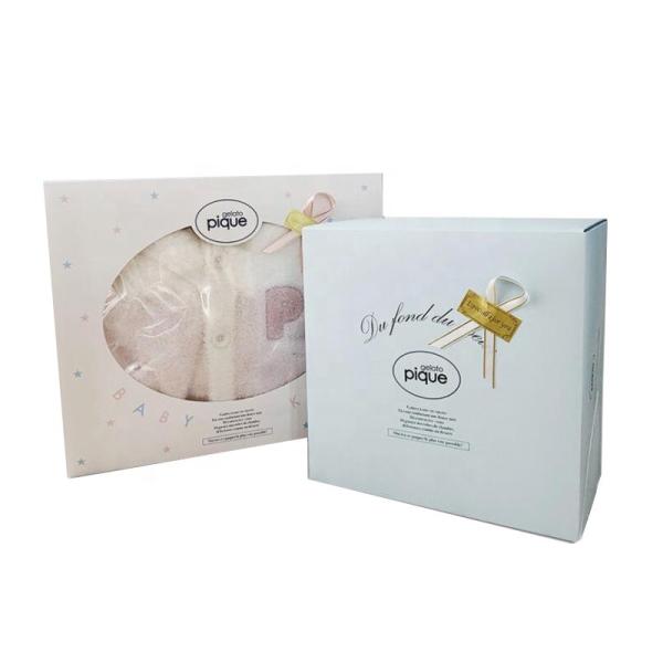 Da caixa de presente rígida de papel da roupa do cartão do bebê projeto luxuoso com punho