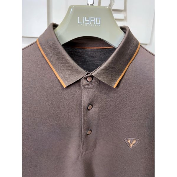 Luxury Men Long Sleeve Polo Shirts with Contrast Collar Classic Design Embroidered Logo, Multiple Colors for Business & Casual