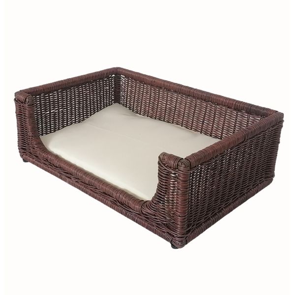 Factory Wholesale Metal Frame Round Rattan Wicker Rectangle Dogs and Cats Bed