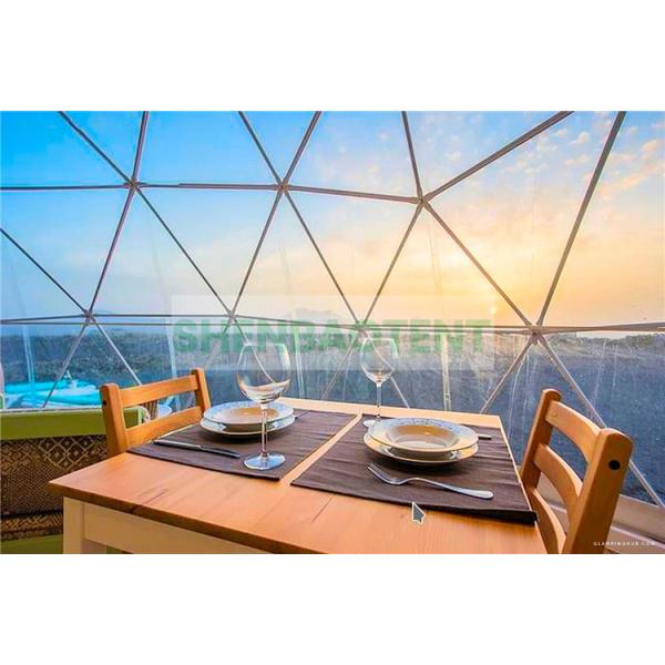 Camping Glamping Dome Tent 30 Square Meter Hotel With Flooring Solar Fan