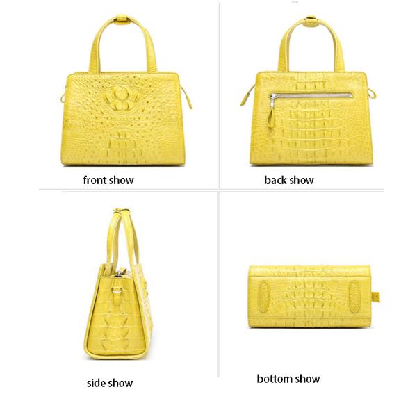 New zipper large capacity women's crocodile leather handbag for lady