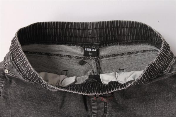 Black Washed Men's Denim Half Pants Mens Elastic Waist Jean Shorts