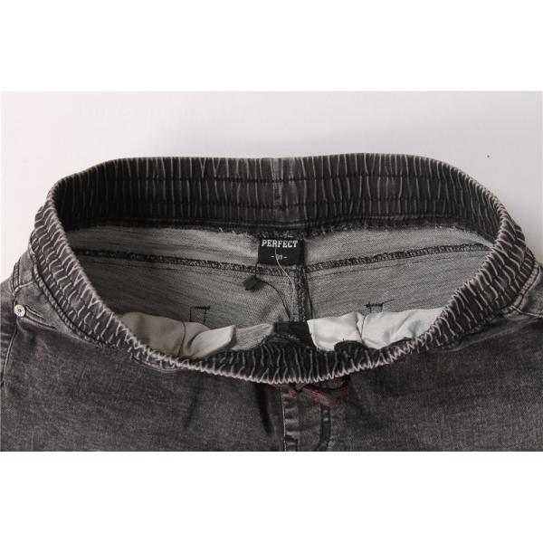 Black Washed Men's Denim Half Pants Mens Elastic Waist Jean Shorts