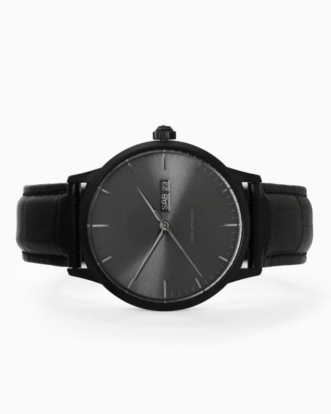 Black Men Leather Wrist Watch , Mens Classic Leather Strap Watches
