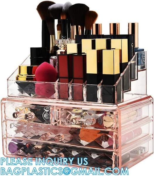 Cosmetic Storage Box Makeup Storage Container Organiser, Skincare Makeup Organizer, Brush Holder, Vanity Shelf