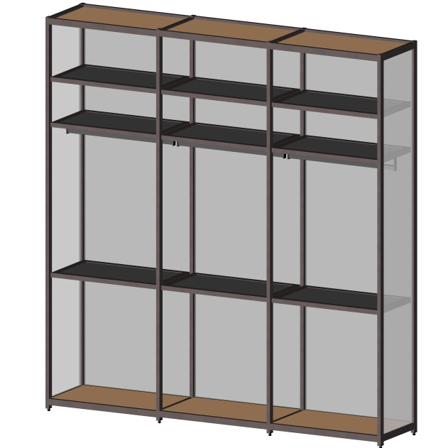 Custom Designed for Wardrobe Closet Modern LED Lighted Aluminum Metal Storage Shelves Glass Coating Technology Clear Wardrobe
