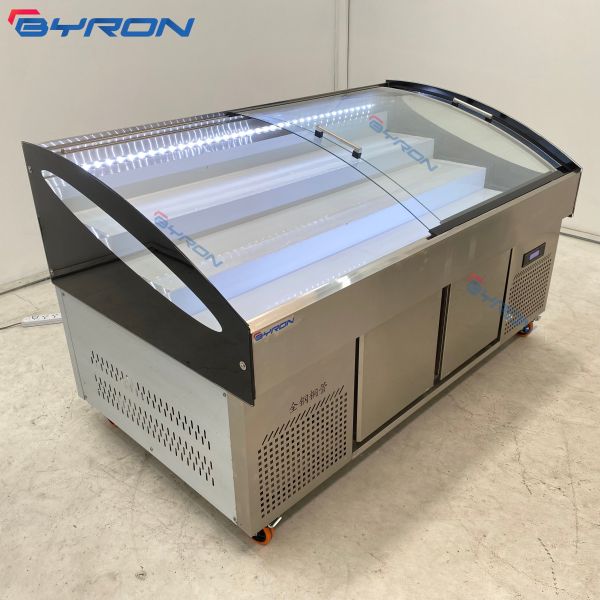 Fast Food Freezer Show Case 2 Door Display Chest Freezer Adjustable