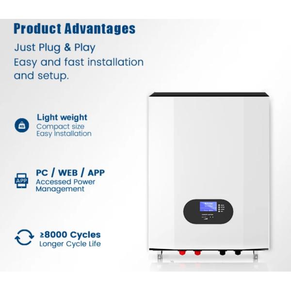 Wall-Mounted LiFePO4 Lithium Battery 48V 200Ah 10kwh MeritSun Power Energy Wall Battery For Hybrid Off Grid