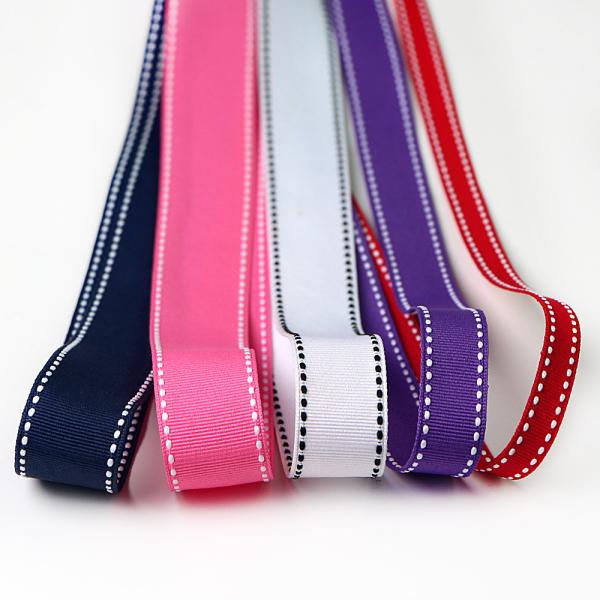 Printed Wired Double Face Saddle Stitched Grosgrain Ribbon for Gifts in 49 Colors