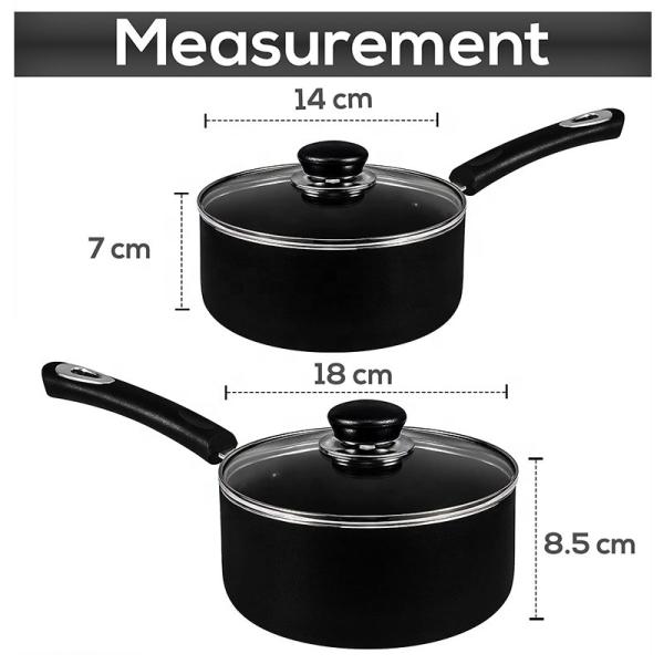 Good Quality Kitchen 4 PCS Black Cookware Pots Cooker Round Sauce Pan Circle Cooking Pot For Cooking