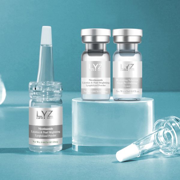 LYZ Factory Wholesale Anti-Aging Firming Microneedle Ampoule Serum Freeze Dried Niacinamide Pearls Whitening Commercial