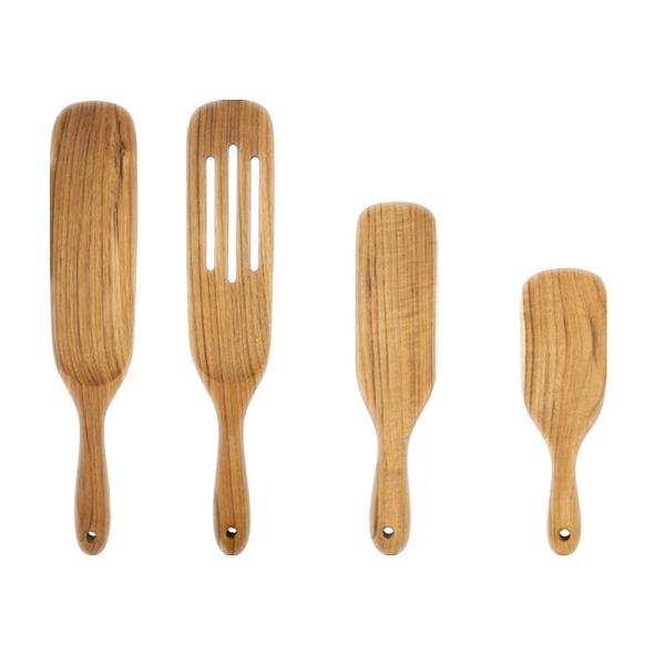 Four Piece Kitchen Wooden Utensils Durable Salad Mixing Teak Wooden Spatula