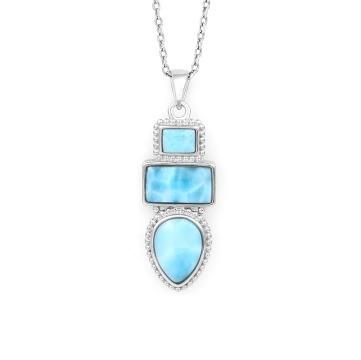 Sunflower Retro Gold Plated 925 Larimar Sterling Silver Pendant Necklace
