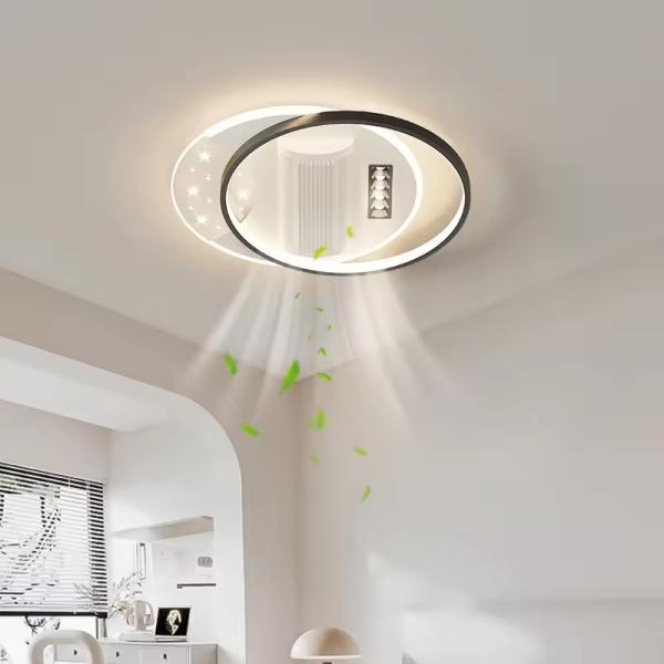 Modern 2024 New Full Spectrum Eye protection Leafless Ceiling Fan with Light Ceiling Light Living Room Fan Light