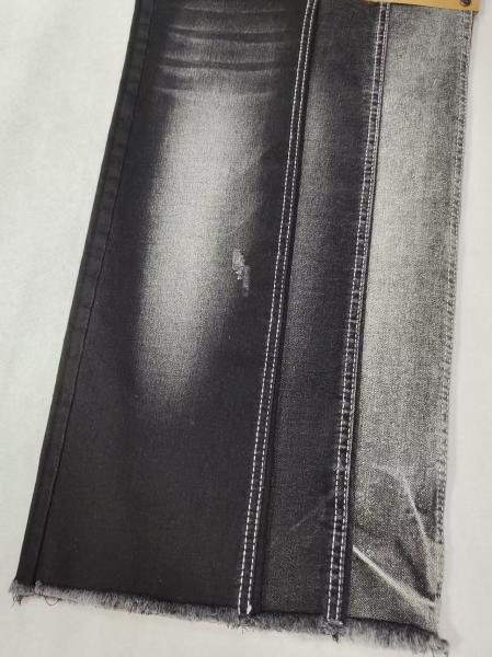 Tissu denim style sergé extensible noir/noir avec construction 8*16/70 JSD3216A pour jeans femme ou homme