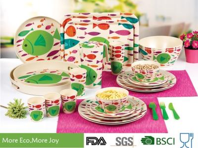 Fresh Ocean Cartoon Fishes Bamboo Dinnerware Dishwasher Safe Tasteless Heavy Metal Free