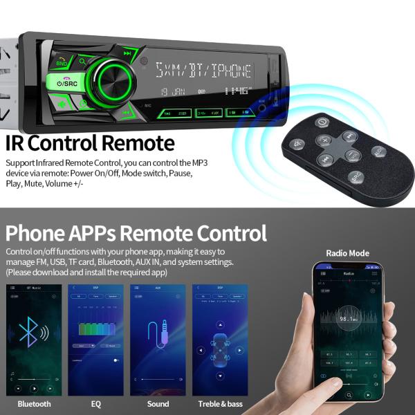 GRANDnavi Single Din Multifunction MP3 Car Player AUX Car Radio USB Car Stereo IR Remote Control