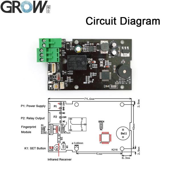 GROW KL216+R502-A Relay Output Remote Control Fingerprint Access Control Board с режимом бега/режимом зажигания/самозаключением