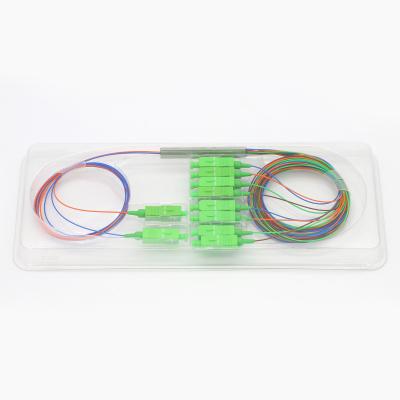 tipo de aço 0.9mm do tubo do gpon 1x8 da fonte da fábrica 1m com o divisor ótico do PLC da fibra ótica dos conectores de SC/APC