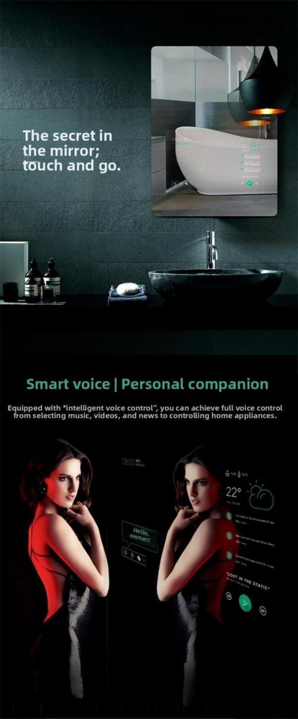 Modern Rectangle Smart TV Mirror Android Touch Screen Illuminated Living Room Bedroom Home Hotel Villa IP44 Bathroom Mirror