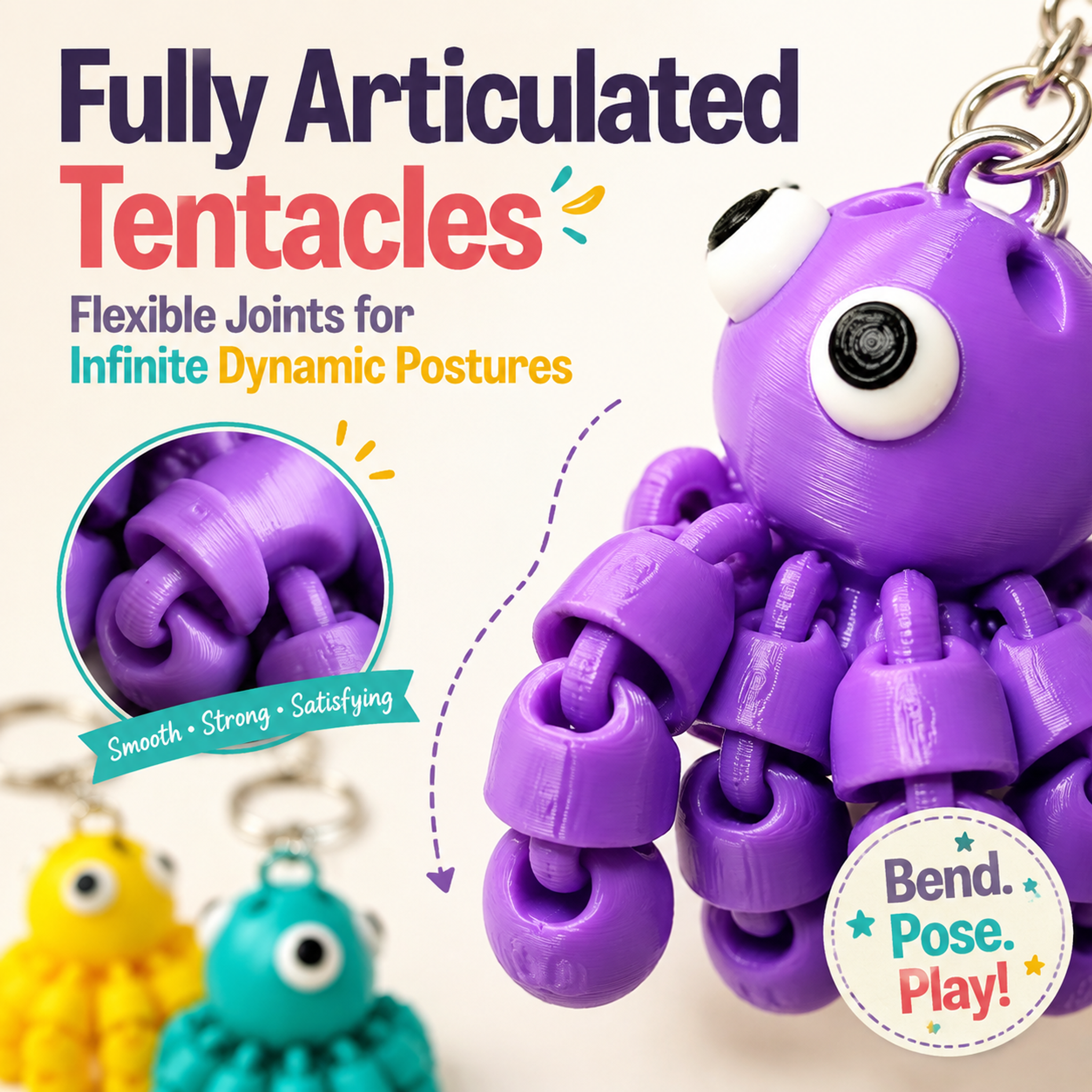 Realistic Octopus Shaped 3D Printed Toys Fully Movable Tentacle Ornament Desk Display