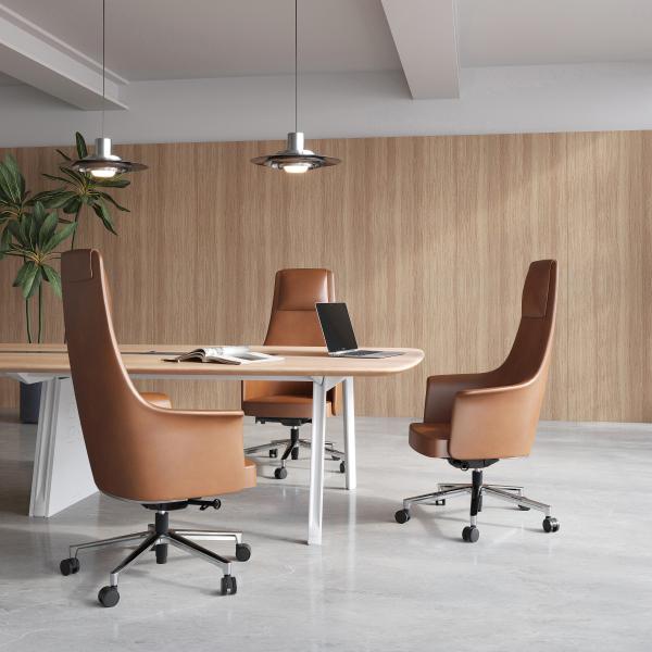 Luxury Executive Office Leather Chairs With Wheels and Adjustable Height